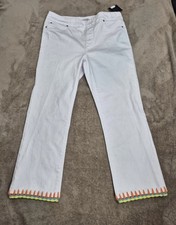 John Mark Ankle Crop Jeans Women's Size 16 Pull-On Straight Leg Stretch White 64