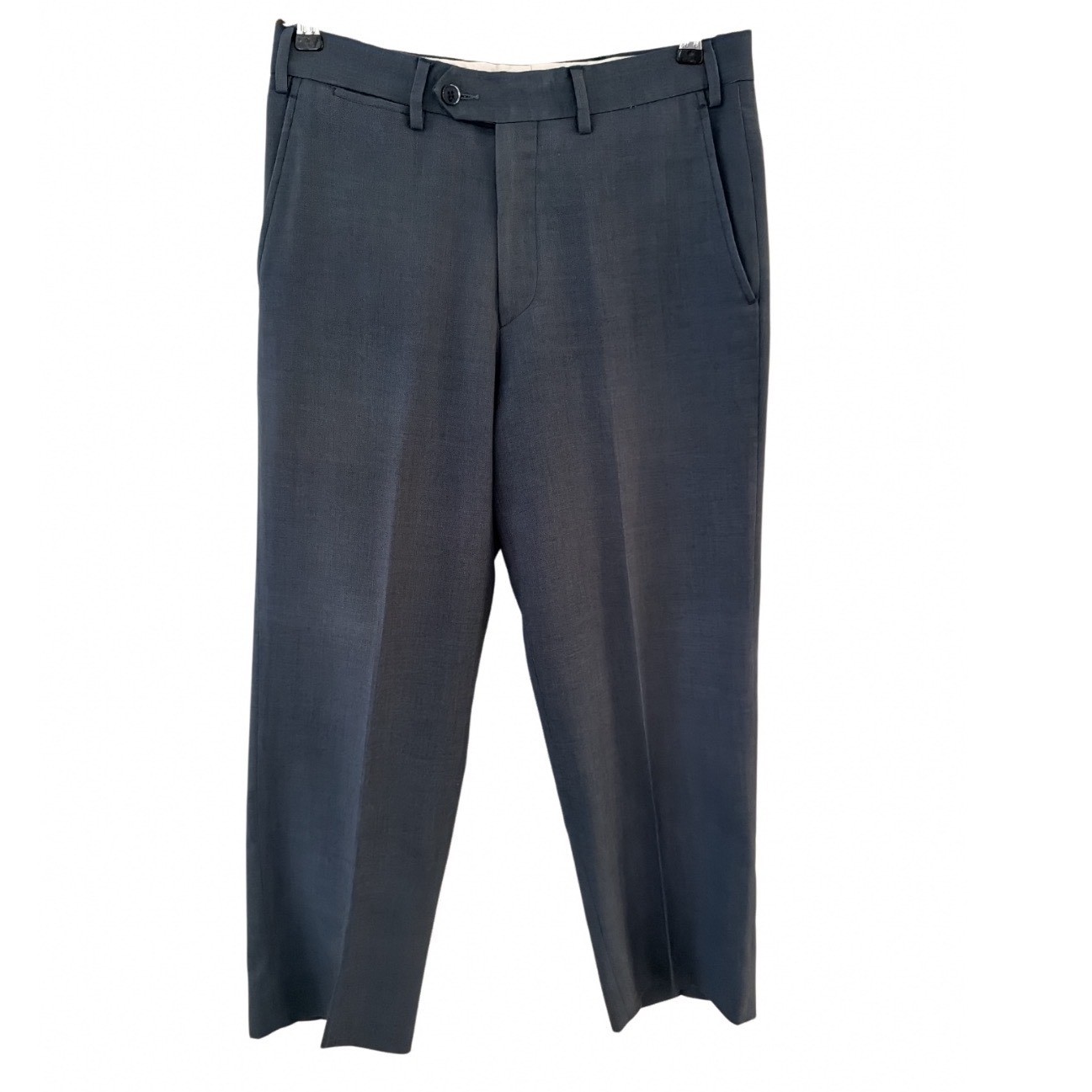 Brioni, Bianco Brioni Florence Mens Dress Pants 30S Flat Front Slate Gray Blue Italy