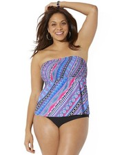 Swimsuits for All Smocked Bandeau Tankini Set