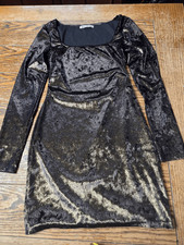 Reformation Wahl Dress Gold Marble Velvet Velour Mini Metallic HOCO Sz Small