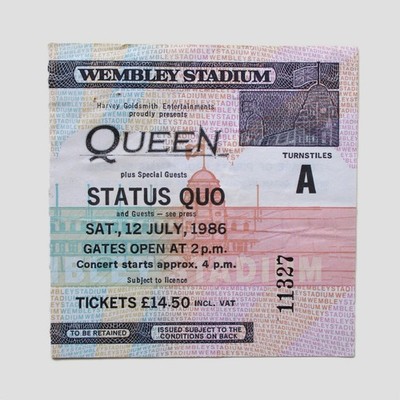 Queen 'A Kind Of Magic' 1986 UK Tour Wembley Concert Ticket Stub 12.7.86 - EX