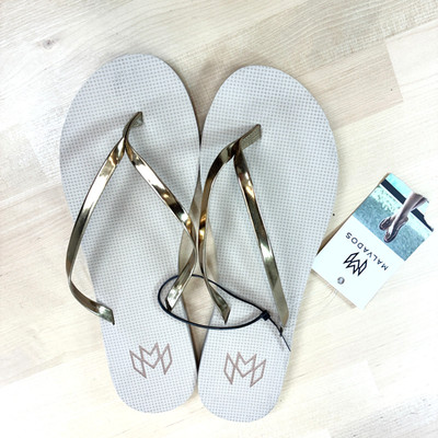 New Malvados  |5-6 | Sandal Flip Flop Flat Lux Metallic Golden Women's