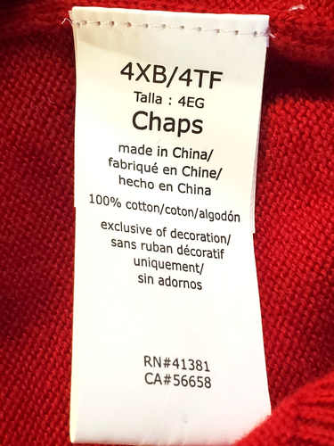 NWT CHAPS Ralph Lauren L/S Red Quarter Zip Cotton Sweater - Size 4XL Crest Logo - Picture 7 of 12