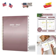 2026-2027 Large Monthly Planner with Coated Tabs - 8.5" x 11" Rose Gold Edition