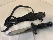 Scubapro Stainless Steel Dive Knife Serrated Edge W/ Leg Strap MADE IN FRANCE