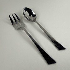 Vtg Stanley Roberts Japan Stainless Steel Serving Set MCM Pierced Spoon Fork 2pc