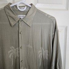 Pierre Cardin Rayon Shirt Mens Large Palm Tree Print Button Up Short Sleeve