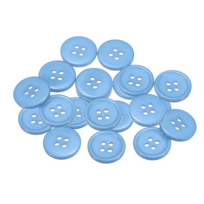 20pcs Sewing Buttons 11/16'' Resin Round Flat 4-Hole Craft Buttons, Sky Blue