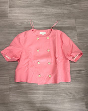 NEW ZARA Size XL Pink SHORT SLEEVE DOUBLE-BREASTED BLAZER