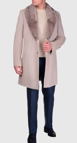 RIVO Capolavoro Tan Wool Mink Men's Coat Jacket NWT Size 54 or XL - product listing photo
