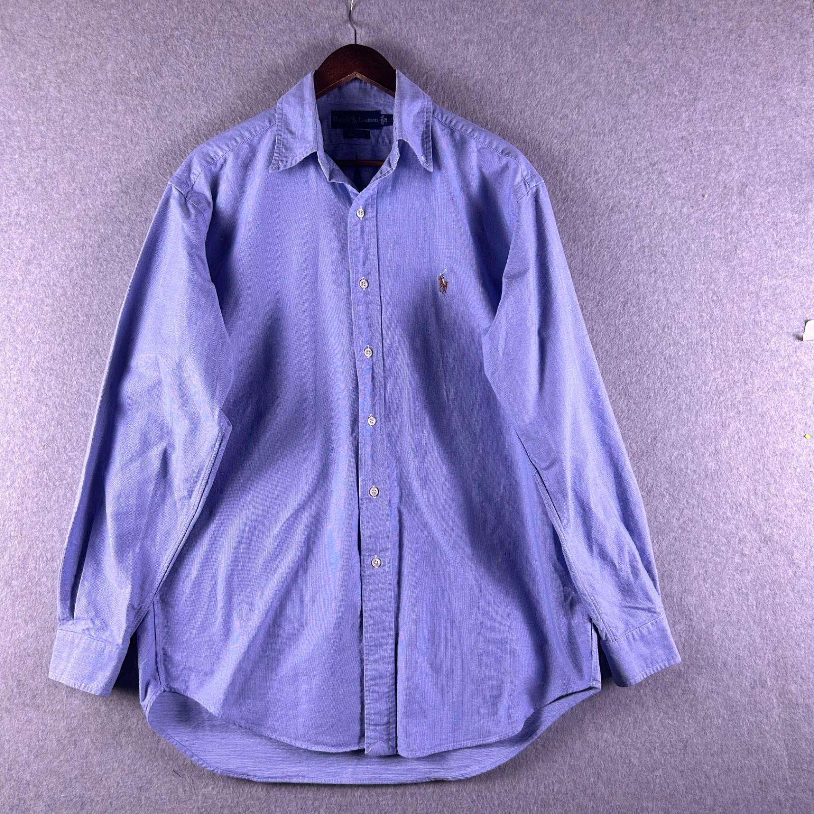 Ralph Lauren Shirt Men M Light Blue Blake Button Up Flesh Pony Preppy Classic