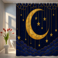 Starry Moon Night Shower Curtain - Decorative Home Bathroom