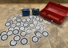 Vintage View Master Viewers 2 Reels 58 , Collectors Case, Disney, Smurfs More