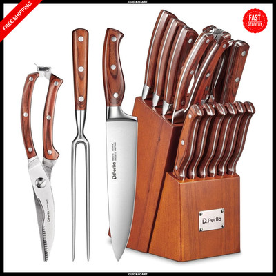Knife Set Kitchen, 16 Pieces German Stainless Steel Professional,Knife Block Set
