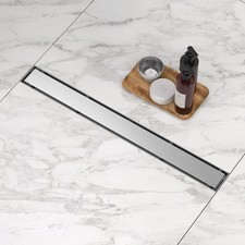 18 Inch Linear Shower Drain with Flat Cover  Insert Cover, 304 Stainless Steel