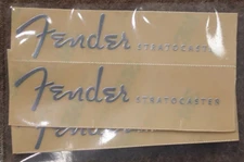3Pcs Guitar Headstock Self-Adhesive Metal Sticker Silver For FENDER STRATOCASTER