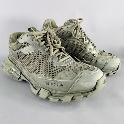 BALENCIAGA Größe 11 Track 3 Olivgrün Leder Nylon Zum Schnüren Sneakers