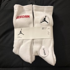 Nike Air Jordan 6 Pack Crew Socks in White Size Youth 5Y-7Y - NIP