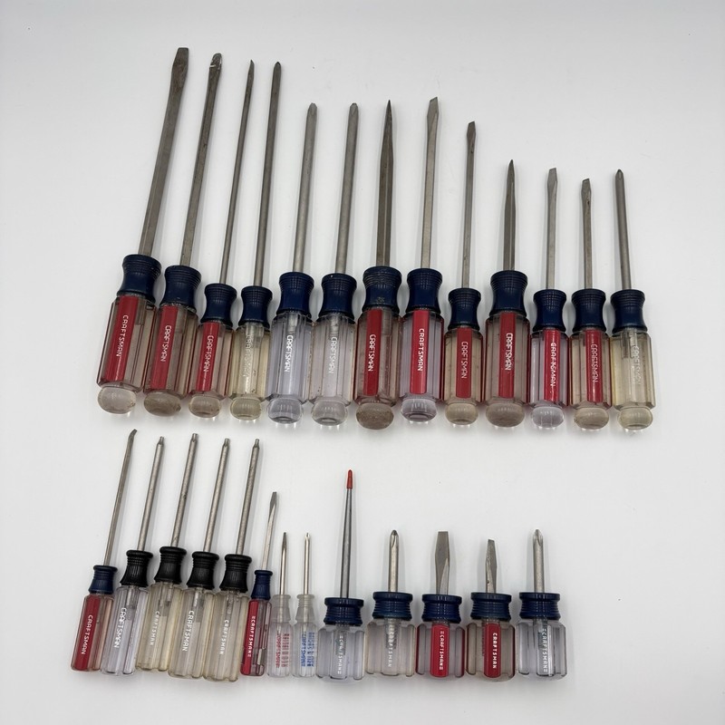 Lot of 26 Sears Craftsman Screwdrivers Flathead, Phillips, Torx & Scratch Awl