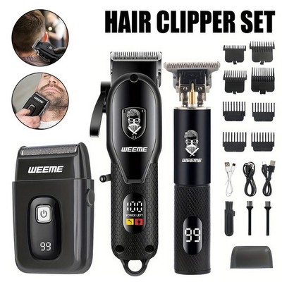 Professional Men Hair Clipper Set Cordless Beard Trimmer Beard Set With Shaver