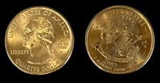 USA 2002 P Tennesee State Quarter / 25 Cents /unzirkuliert /Original Umlaufm&uuml;nze