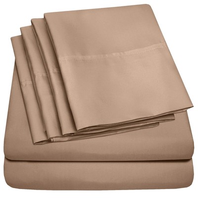 Sleep Softer Every Night - 6 Piece Full Microfiber Sheet Set Taupe