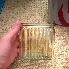 Square Ribbed Clear Glass Canister Jar Container, Free Standing