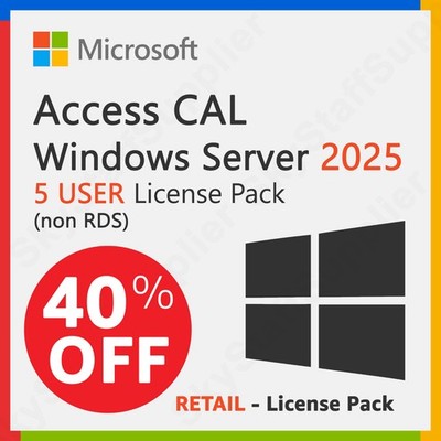 Microsoft Windows Server 2025 - 5 User Client ACCESS Licenses (non RDS) - NEW