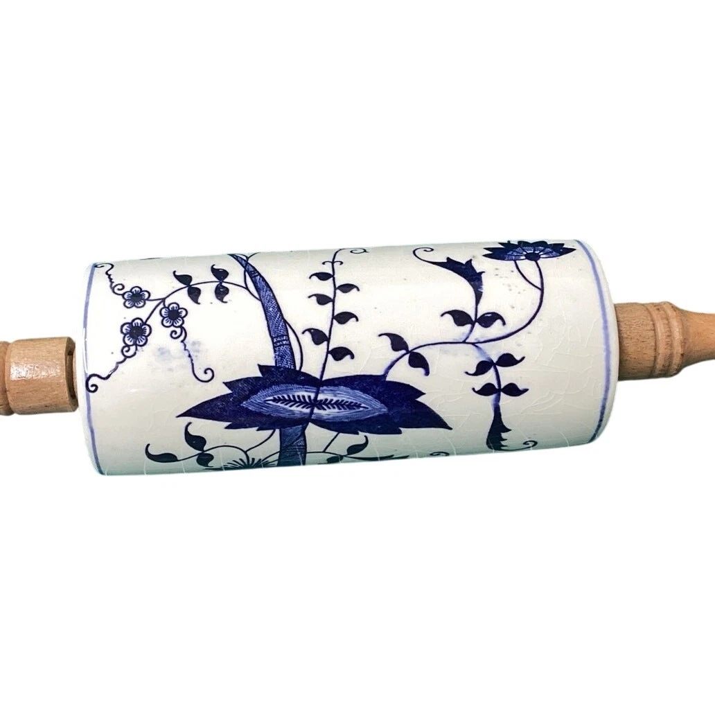 Blue & White Ceramic Rolling Pin w Wood Handles
Opens in a new window or tab