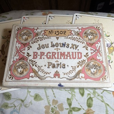 No. 1502 Jeu Louis XV Paris B.P. Grimaud 52 Cartes Whist Gold Edges W/Box Mint