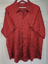 Hawaiian Shirt, Thai Silk Made By Apple.  Red, Size XXL Mens. Great For Holiday.
