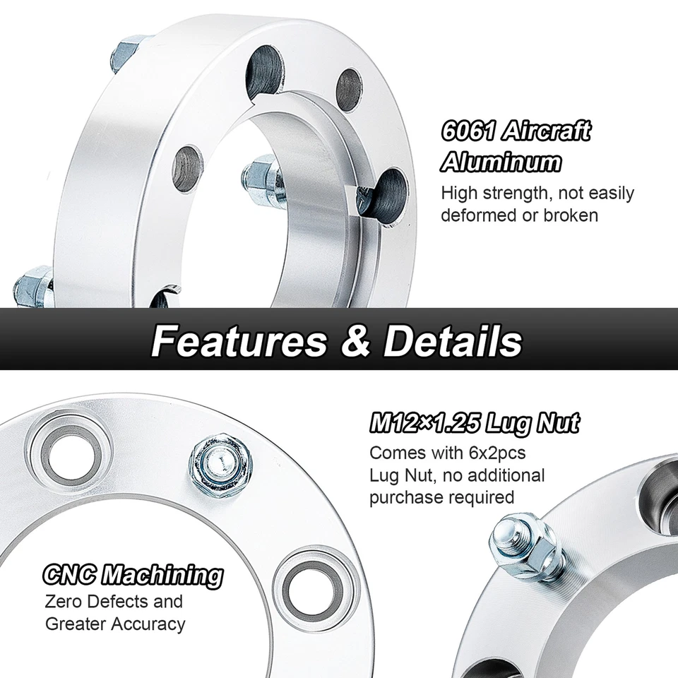 4Pack 4x137mm 1.5" Wheel Spacers M12x1.25 For Kawasaki Mule 3000/3010/4000/4010 - Image 4 of 4