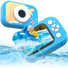 Kids Waterproof Digital Camera IP67 32GB Card 48MP 1080P Toddler Birthday