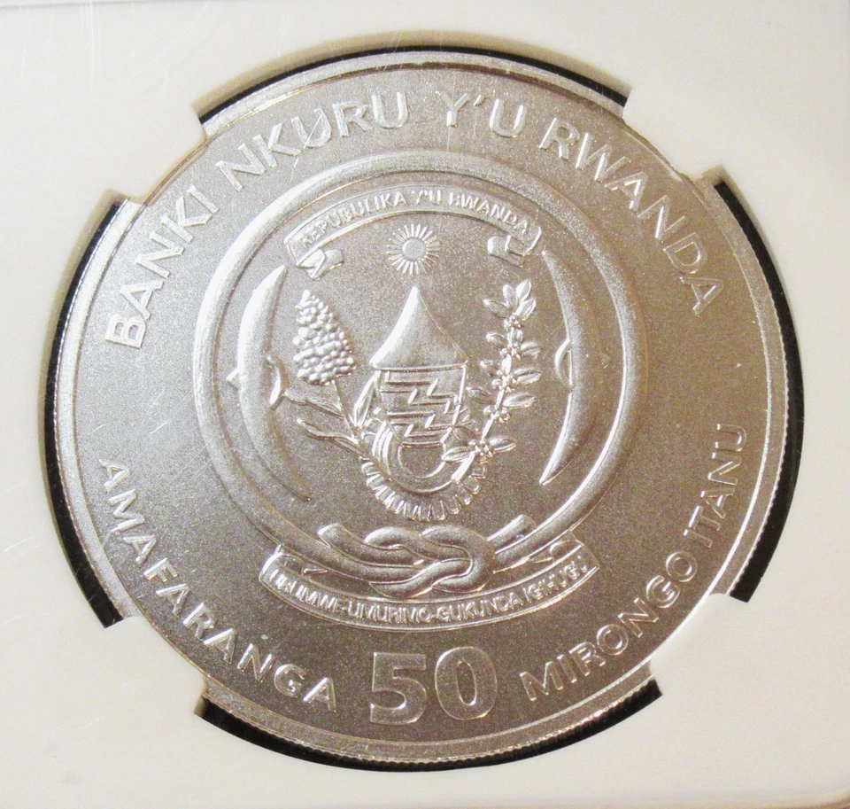 Rwanda 2018 Jirafa Plata 1oz NGC MS70 Grado Superior - Imagen 2 de 4