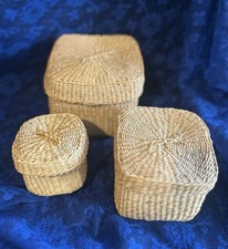 Vintage Set Of 3 Ratan Nantucket Style Nestin...