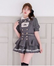 Lizlisa Pinstripe 2Way Gray Dress Outfit for Women Japan