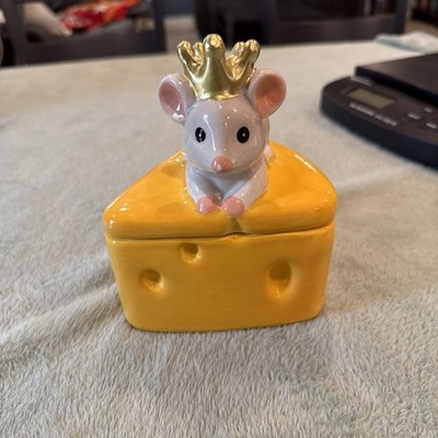 Queen Or King Mouse On Top Of Cheese Trinket / Candy Etc. Jar Box