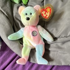 Ty Beanie Babies B.B. Peluche ours pastel tie-dye avec étiquette coeur,4204 2000
