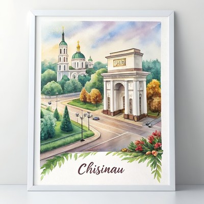 Chisinau Moldawien - Lebendiges Stadtbild Reise Poster Kunstdruck_mehrDetail_4k_4096x