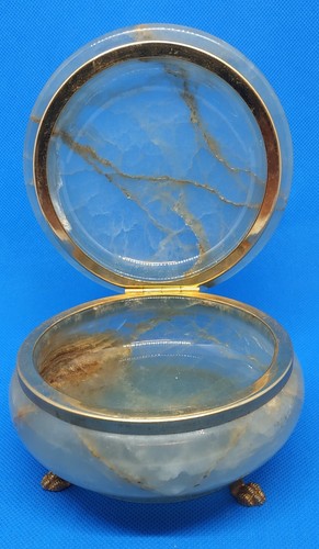 Scatola cofanetto porta gioie in marmo onice verde vintage - Foto 4 di 7