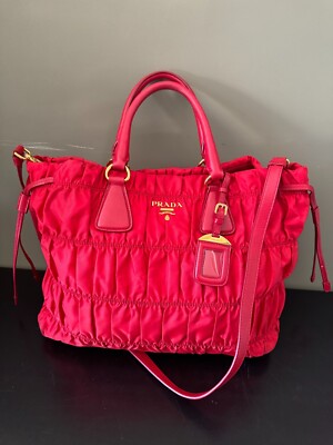 今週限定20%offセールPRADA TESSUTO GAUFRE’ バッグ PRADA Tessuto Tote Gaufre Red Nylon Satchel Bag | eBay