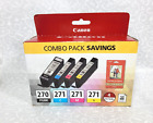 Genuine Canon Pgi-270 Bk Cli-271 Black & C M Y Color Ink Cartridges 4-Pack