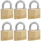 Master Lock 140EURSIX Solid Brass 40mm Padlock 4-Pin - Keyed Alike x 6
