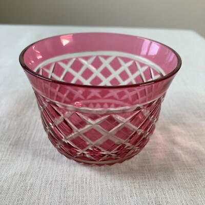 Antiker Diamantschliff Cranberry Glas Becher