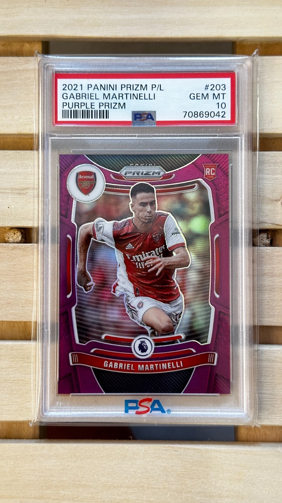 GABRIEL MARTINELLI RC Rookie 2021 Prizm EPL Purple #82/99 PSA 10 Arsenal