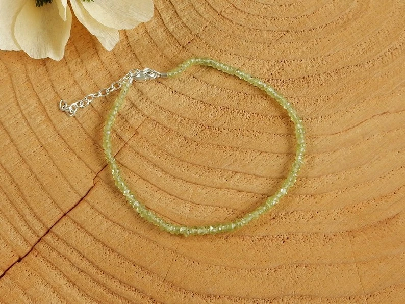 A++ Natürliche Peridot Facettierte Rondelle Edelstein Perlen 3-4 MM Frauen Ar... - Bild 4 von 4