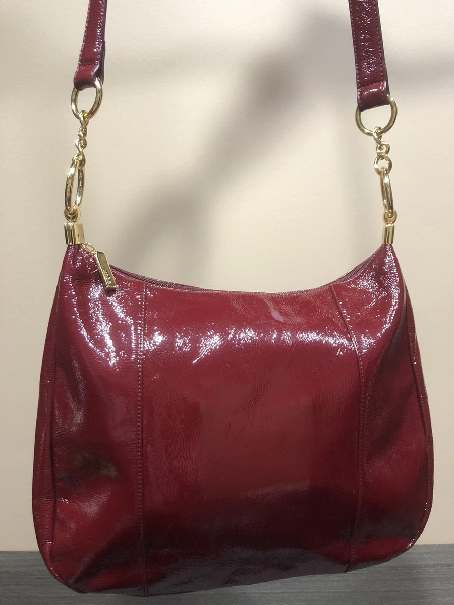 Pre-owned Patent Leather Crossbody Bag In Burgundy