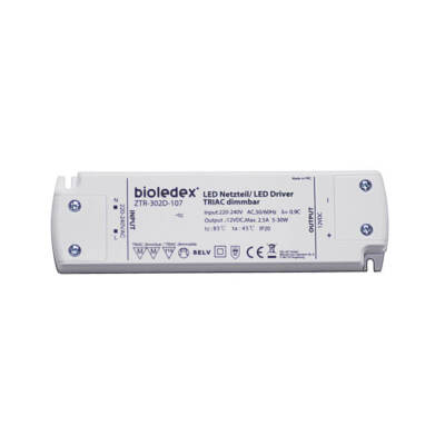 Bioledex 5-30W 12V DC LED Netzteil dimmbar TRIAC, 230VAC zu 12VDC Trafo