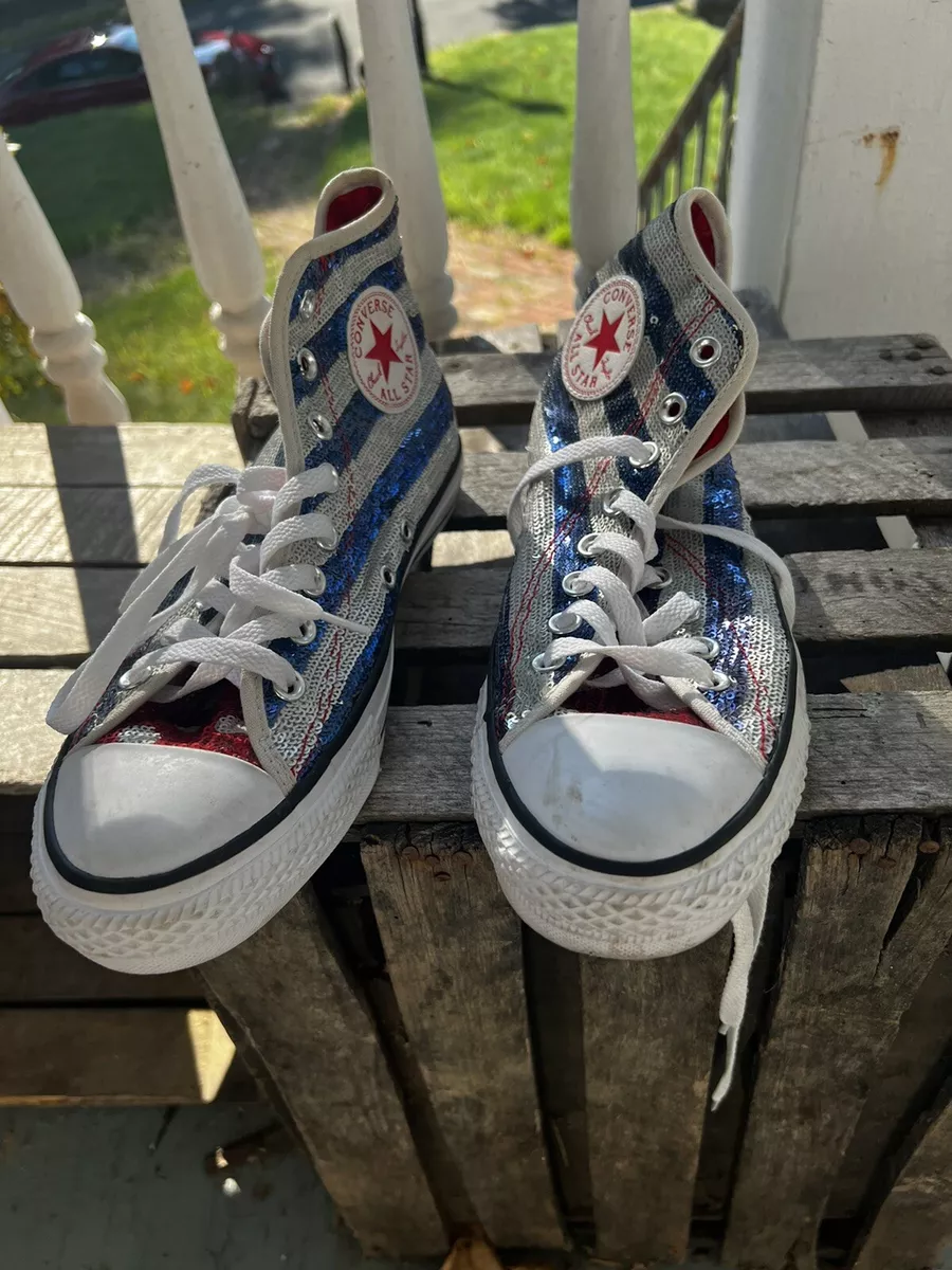 Converse Chuck Taylor Sequin American Flag All Top Sneakers Size NICE | eBay