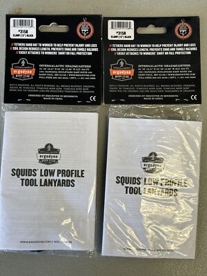 2) Squids Black Coil Hard Hat Lanyard With Clamp Tool Lanyard
